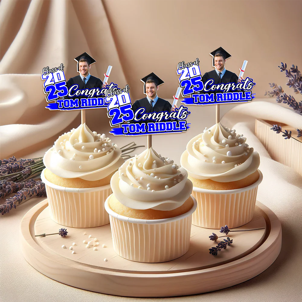 Custom Funny Face Congrats Graduation Party Decoration Cupcake Toppers LM32 893195 - Image 12