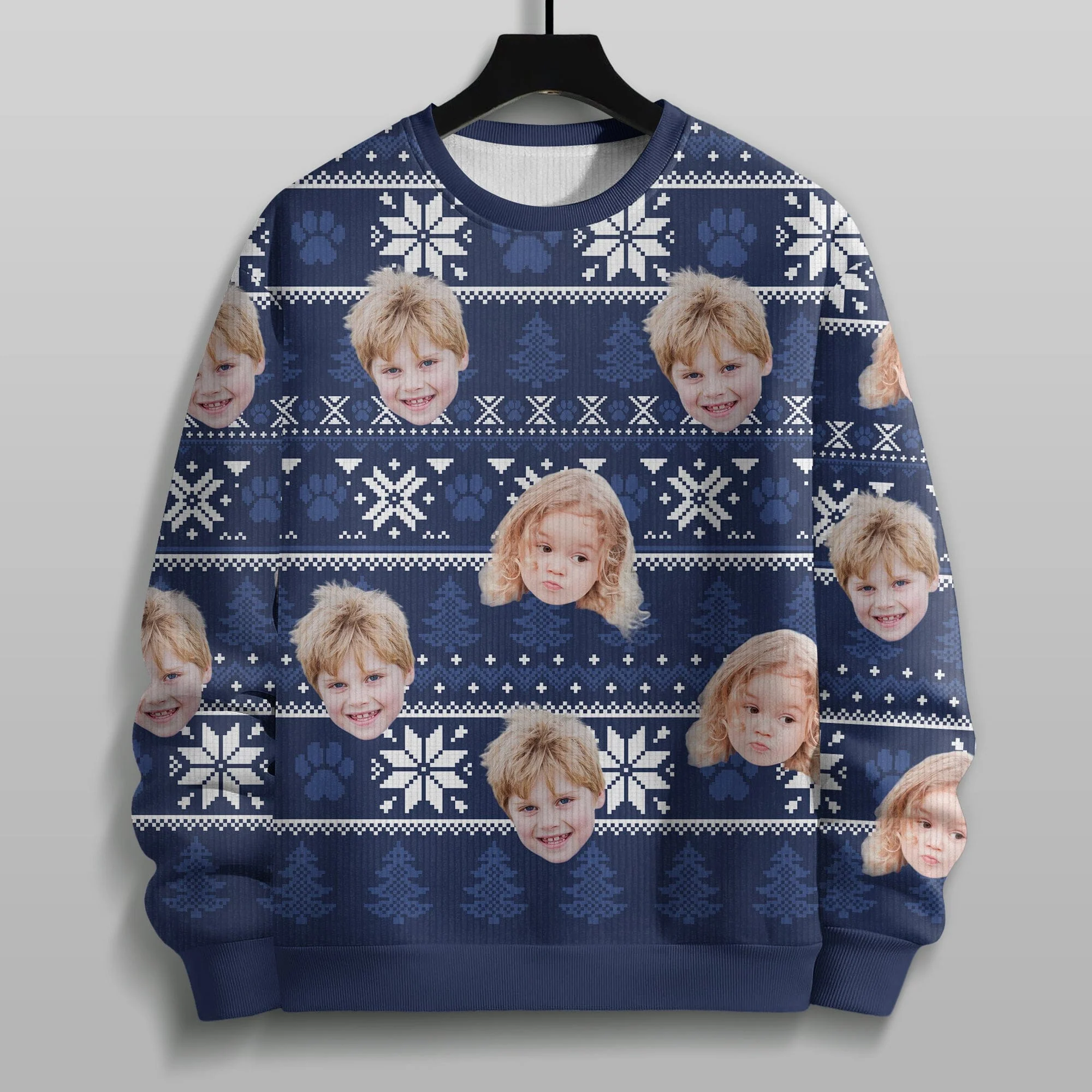 Custom Funny Face May Your Christmas Be Hairy And Bright Ugly Sweater For Family, Bestie HO82 891819 - Image 2