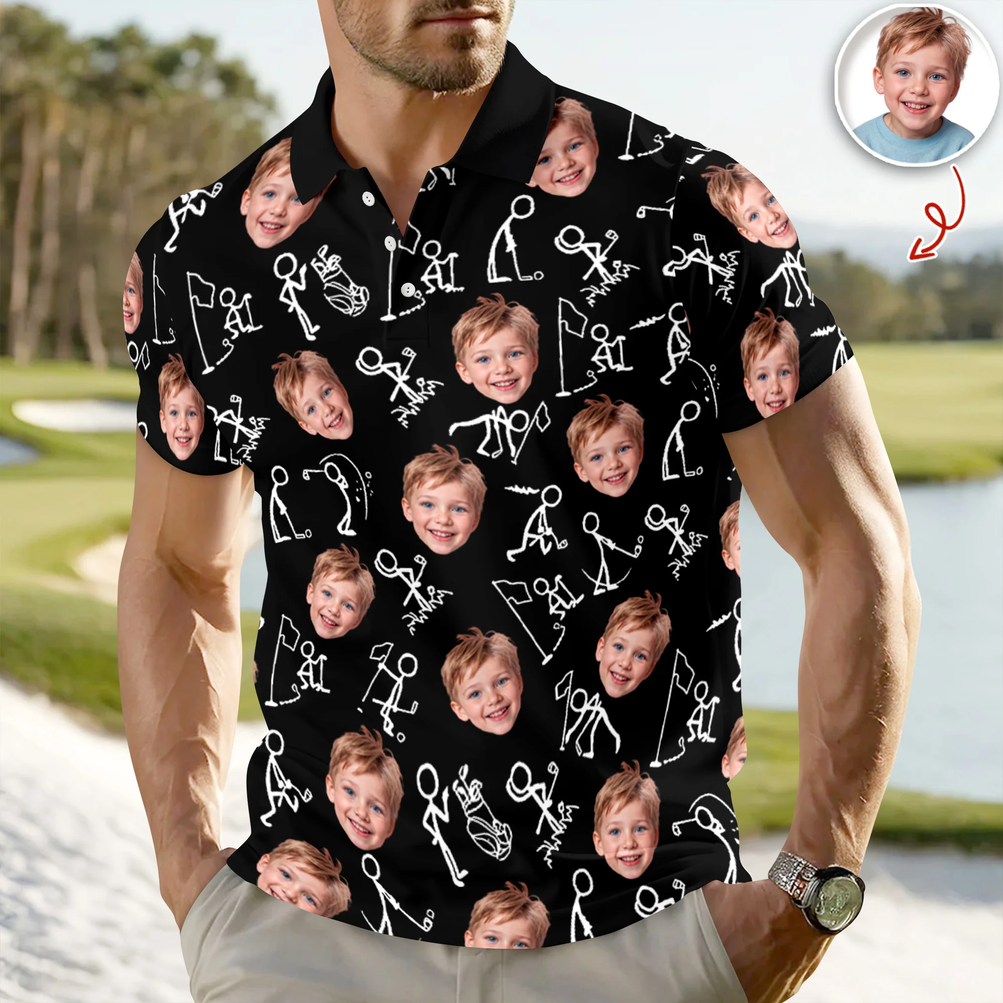 Custom Funny Face Minimalist Golf Pose Polo Shirt Gift For Golfer, Golf Lovers LM32 897617 - Image 4