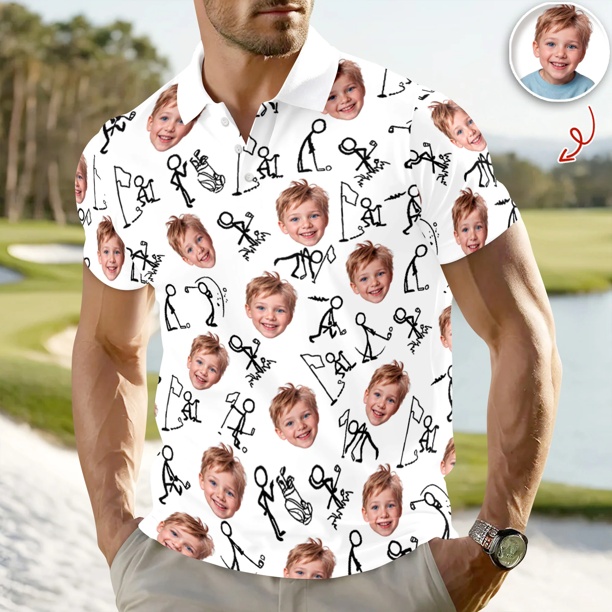 Custom Funny Face Minimalist Golf Pose Polo Shirt Gift For Golfer, Golf Lovers LM32 897617 - Image 6