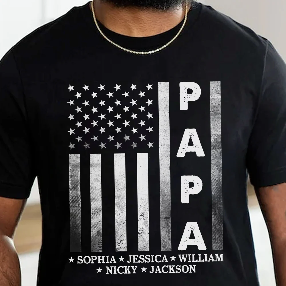 Custom Funny Face Papa Retro American Flag Shirt For Father's Day LM32 893557 - Image 8