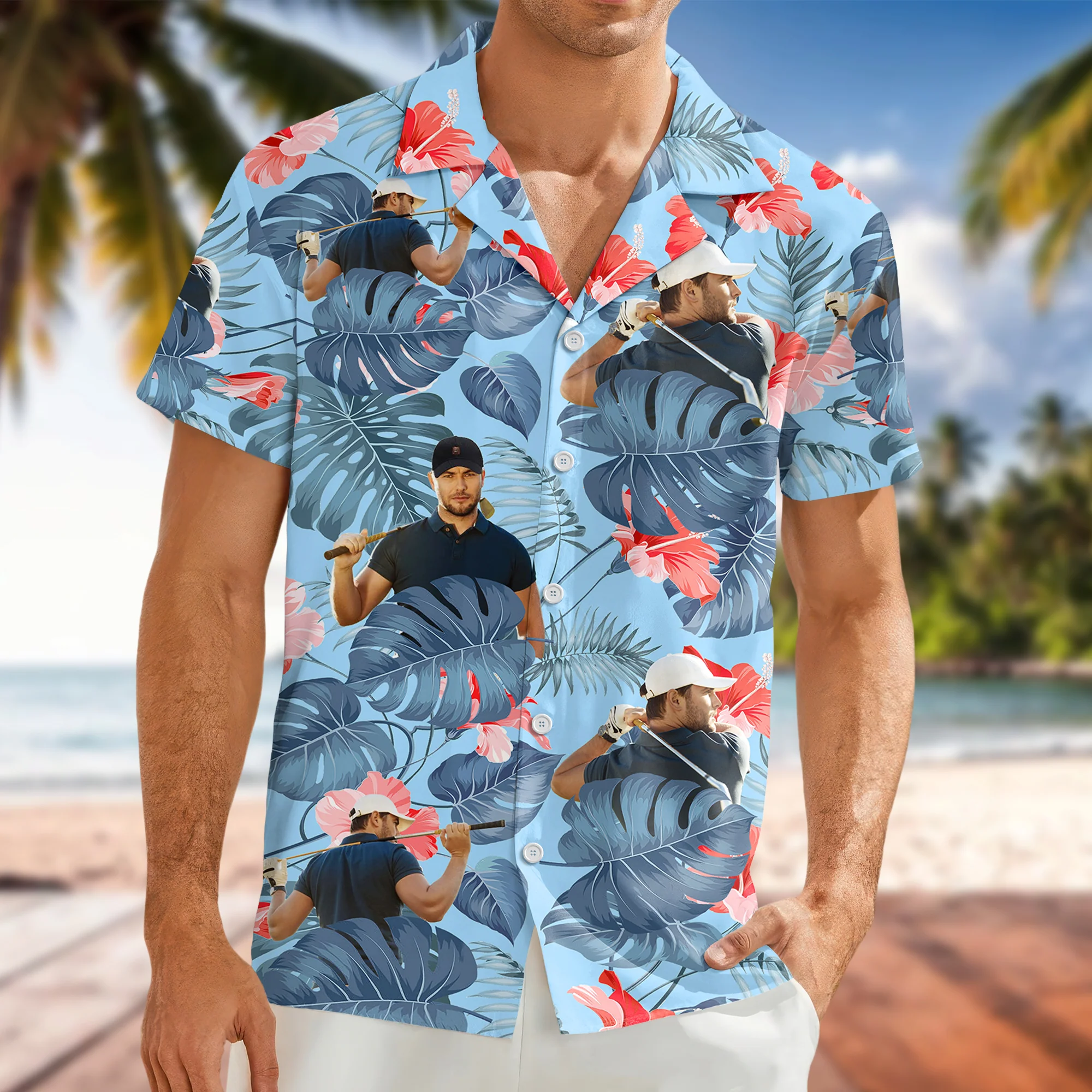 Custom Funny Golfer Face Tropical Hawaiian Shirt - Personalized Gift for Golfer LM32 897489 - Image 7