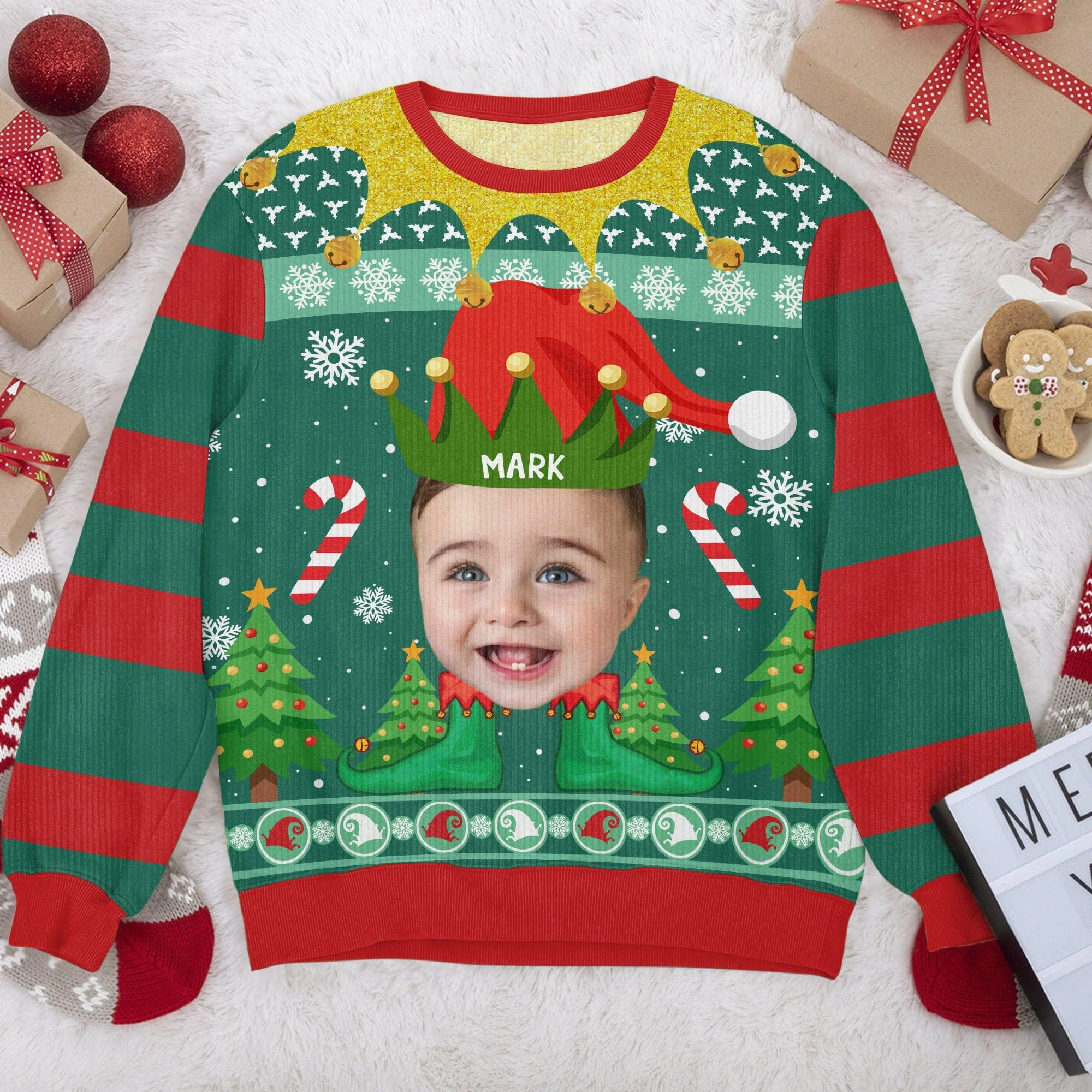 Custom Funny Photo and Name Xmas Elfs All-Over-Print Ugly Sweater - Best Christmas Gift Idea, Year End Party HO82 891725 - Image 4