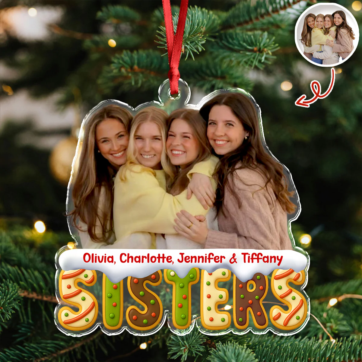 Custom Funny Photo Bestie Photo Christmas Cake Cookie Acrylic Ornament LM32 895939 - Image 2