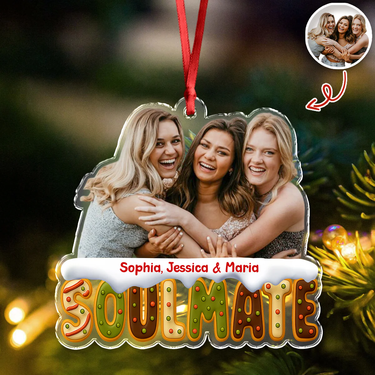 Custom Funny Photo Bestie Photo Christmas Cake Cookie Acrylic Ornament LM32 895939 - Image 3