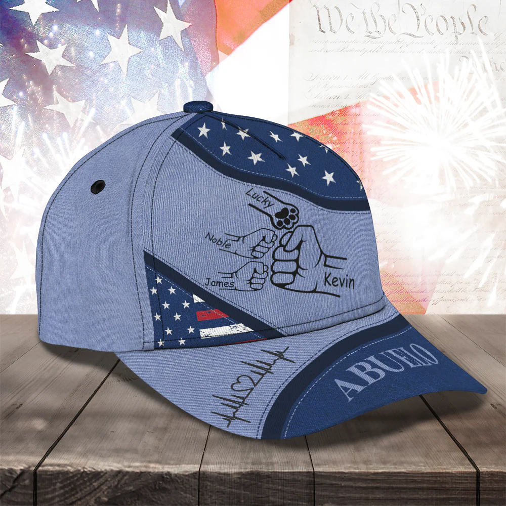 Custom Hands Dad with Kid American Flag Trucker Classic Cap LM32 893489 - Image 2