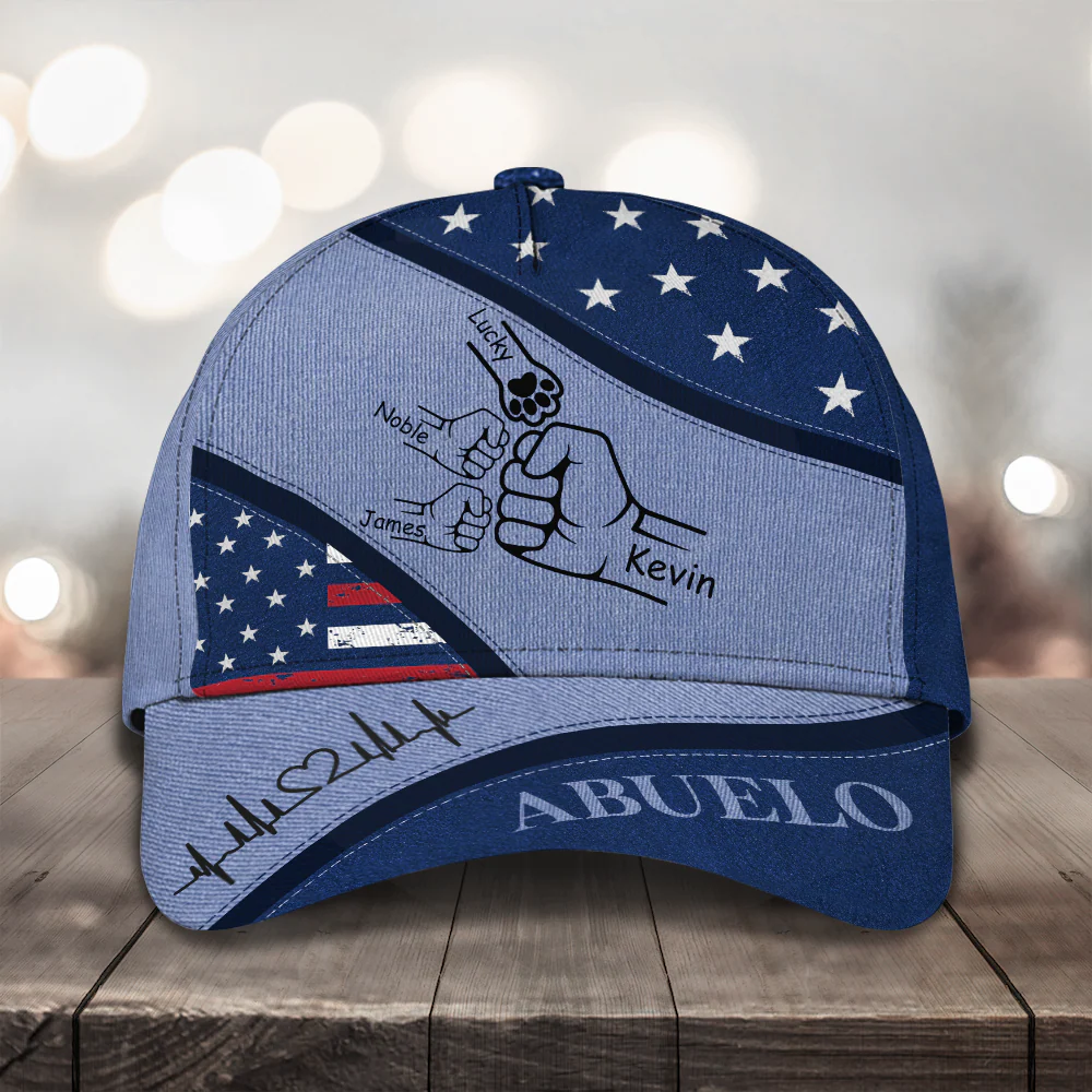 Custom Hands Dad with Kid American Flag Trucker Classic Cap LM32 893489 - Image 4