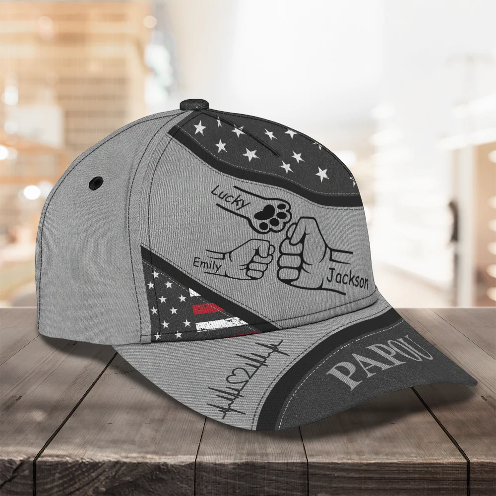 Custom Hands Dad with Kid American Flag Trucker Classic Cap LM32 893489 - Image 5