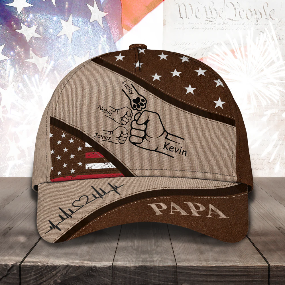 Custom Hands Dad with Kid American Flag Trucker Classic Cap LM32 893489 - Image 8