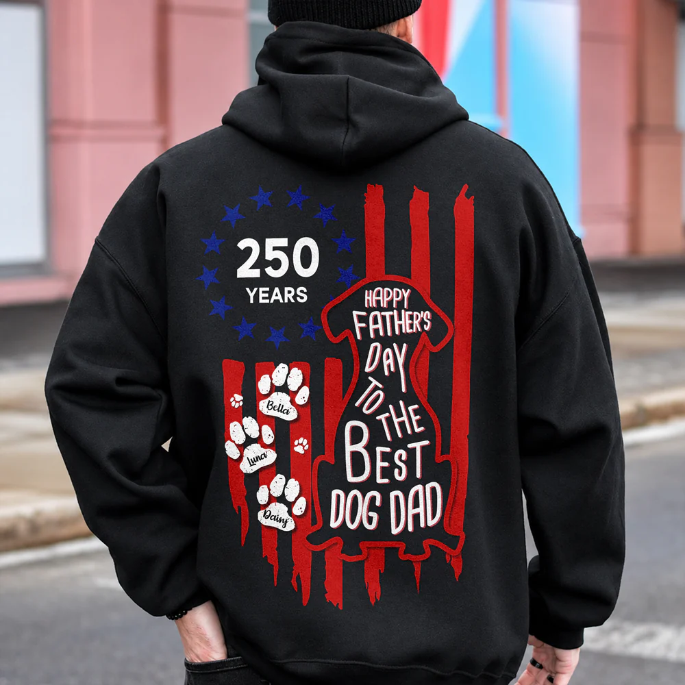 Custom Happy Father's Day To Best Dog Dad Besty Ross Flag Back Dark Shirt LM32 669283 - Image 6