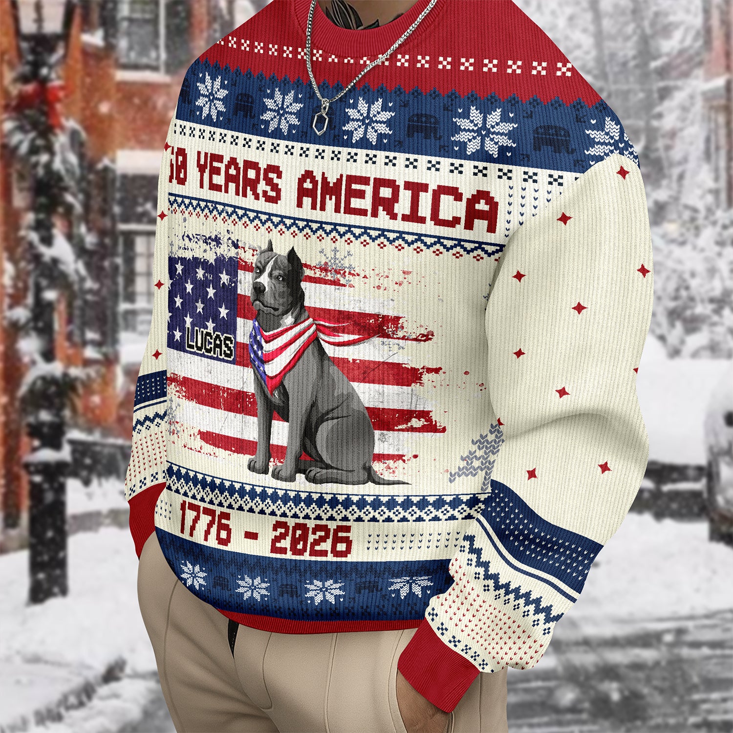 Custom Hero Dog With Flag 250 Years America 1776 - 2026 Ugly Sweater LM32 897143 - Image 6
