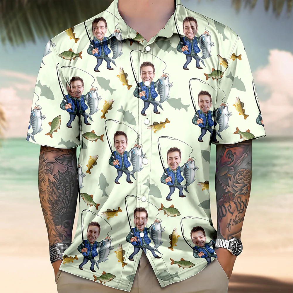 Custom Human Face Bass Fishing Hawaii Shirt For Fisherman LM32 893335 - Image 2