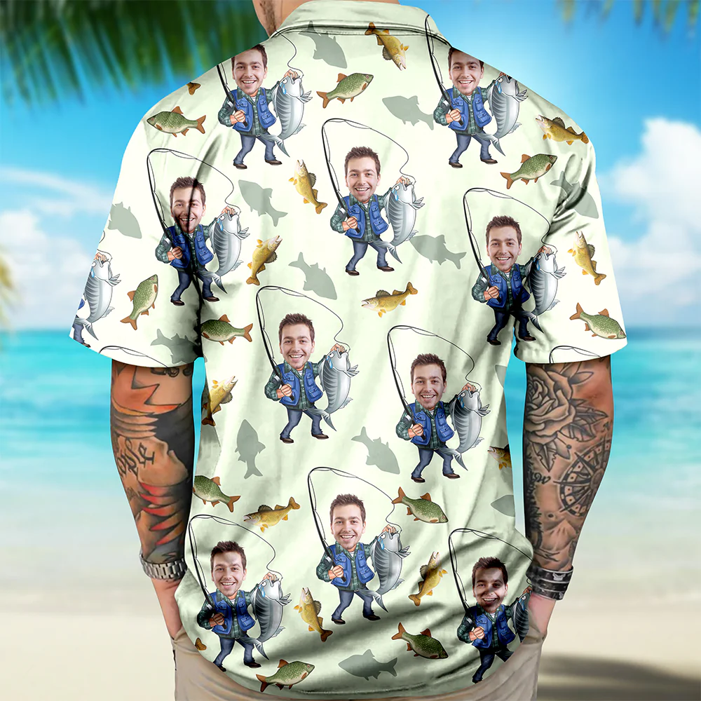 Custom Human Face Bass Fishing Hawaii Shirt For Fisherman LM32 893335 - Image 3
