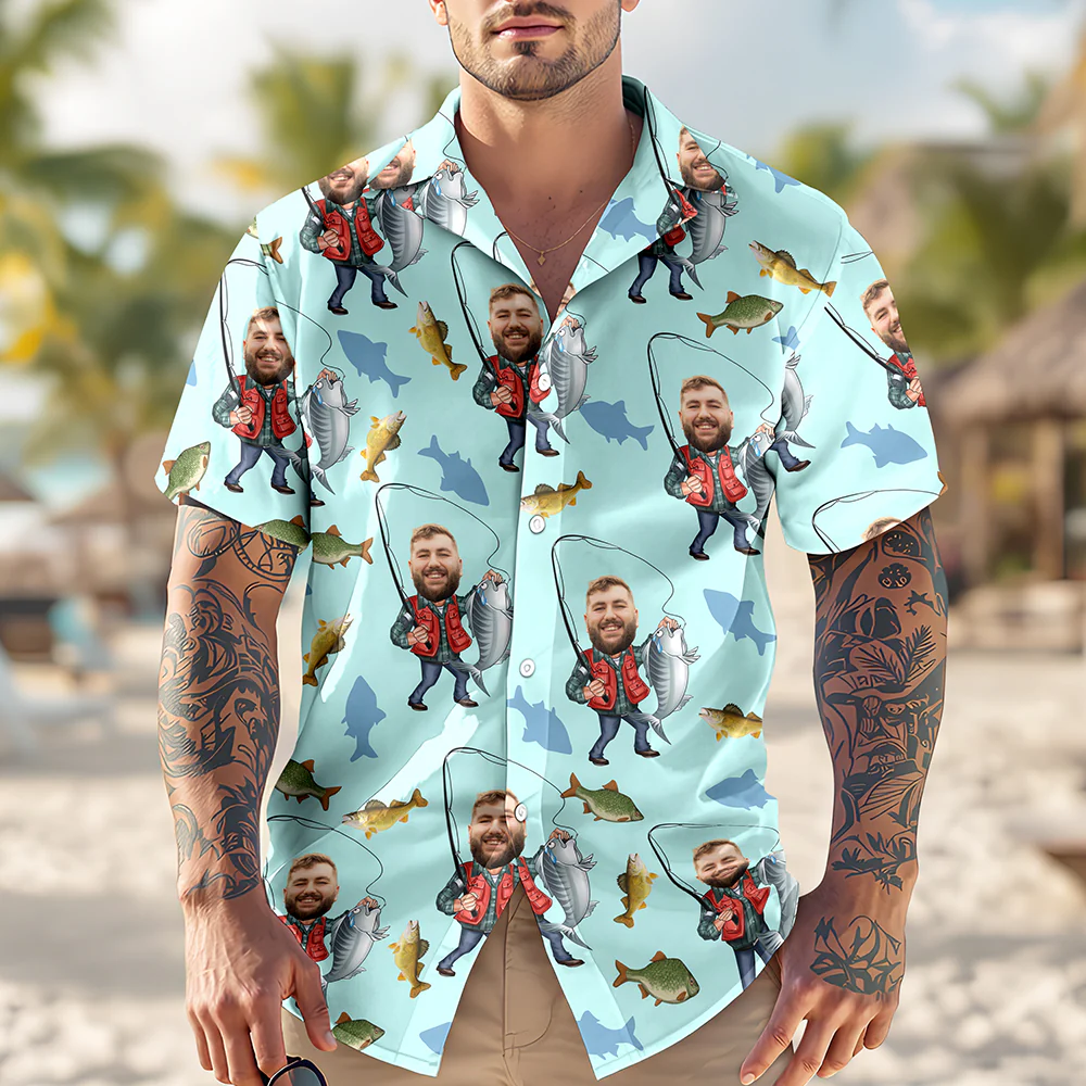 Custom Human Face Bass Fishing Hawaii Shirt For Fisherman LM32 893335 - Image 5