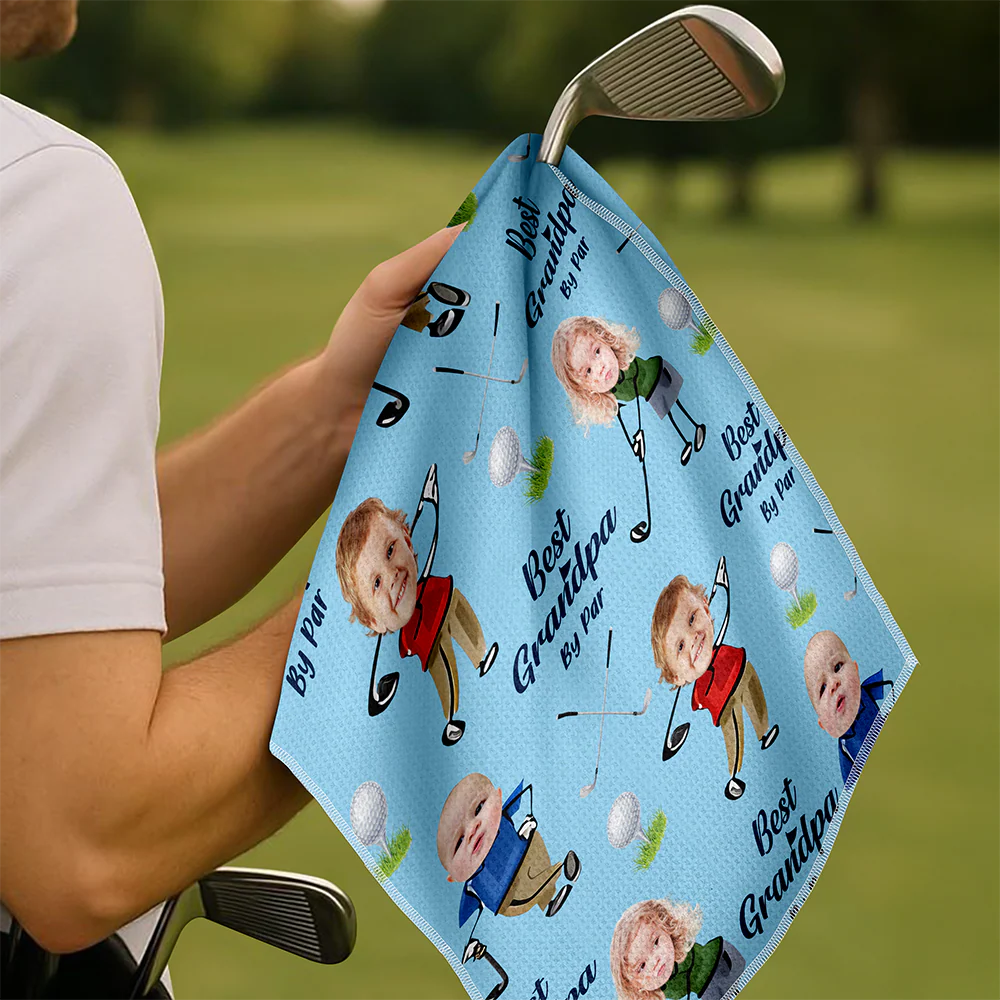 Custom Kid Face Best Dad By Par Golf Towel LM32 893645 - Image 4