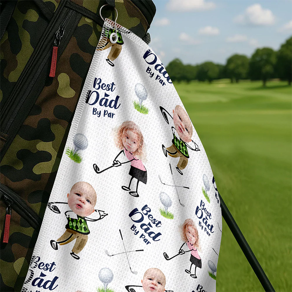 Custom Kid Face Best Dad By Par Golf Towel LM32 893645 - Image 6