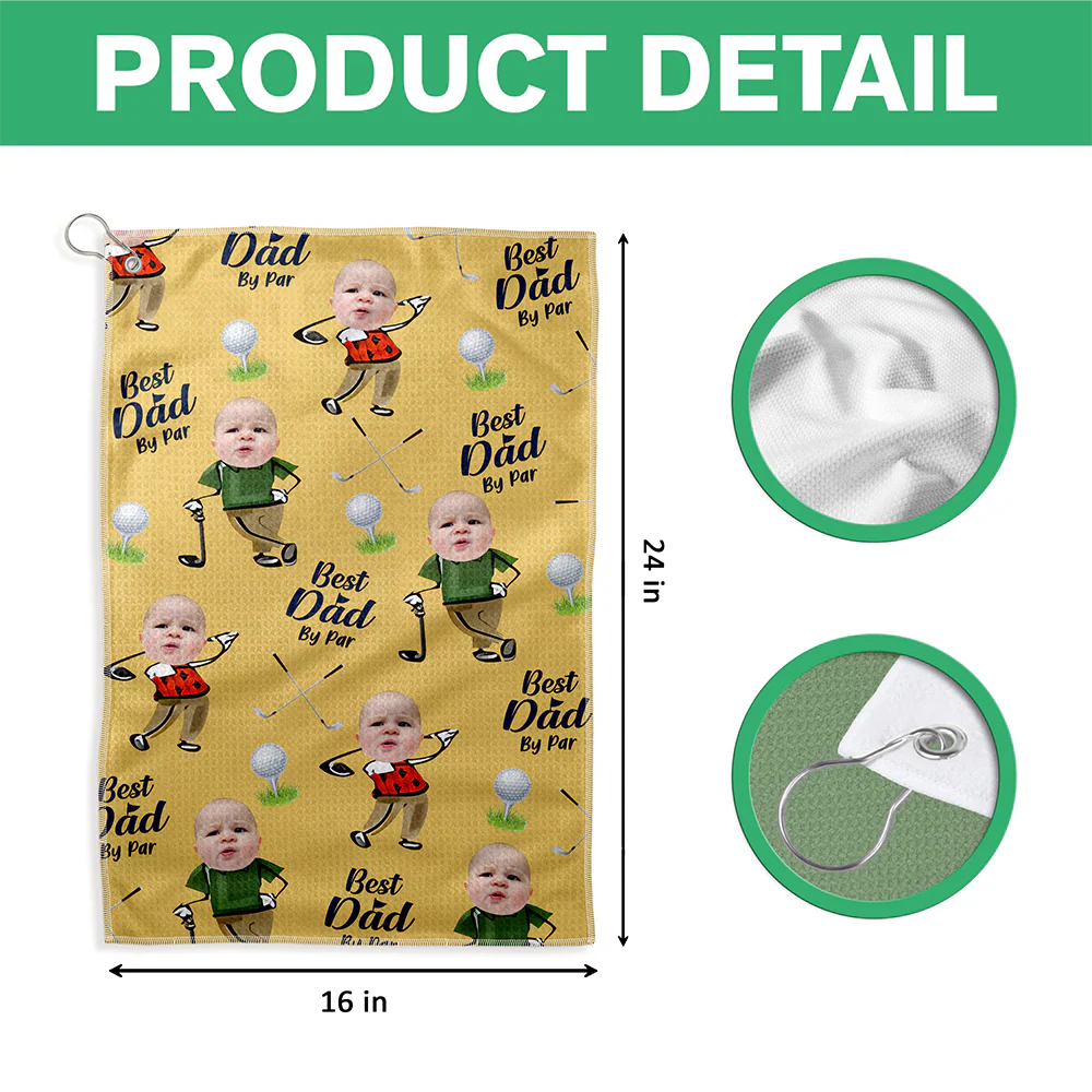 Custom Kid Face Best Dad By Par Golf Towel LM32 893645 - Image 7