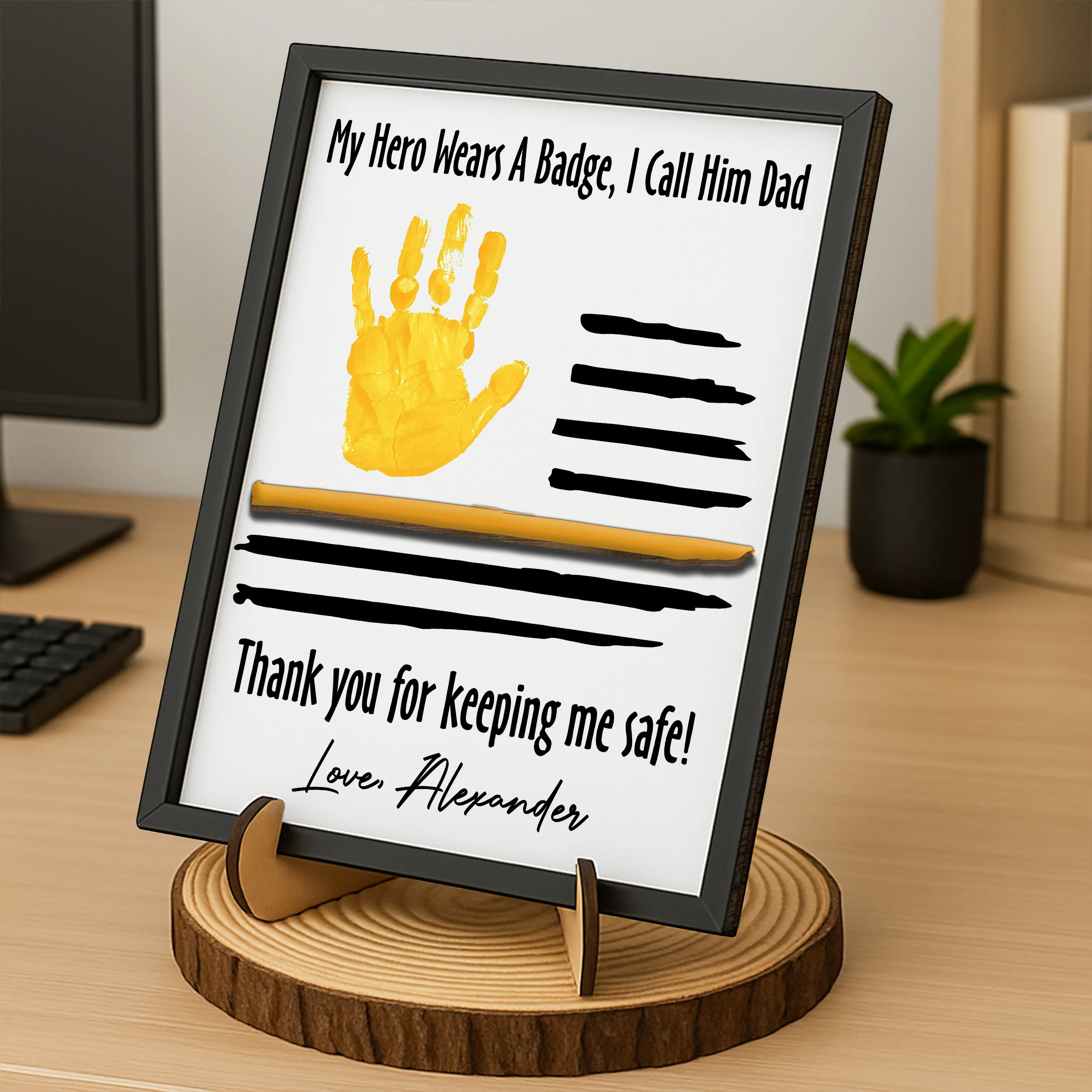 Custom Kid Hand Down Thank To Dad 2-Layered Wooden Plaque With Stand LM32 893555 - Image 4