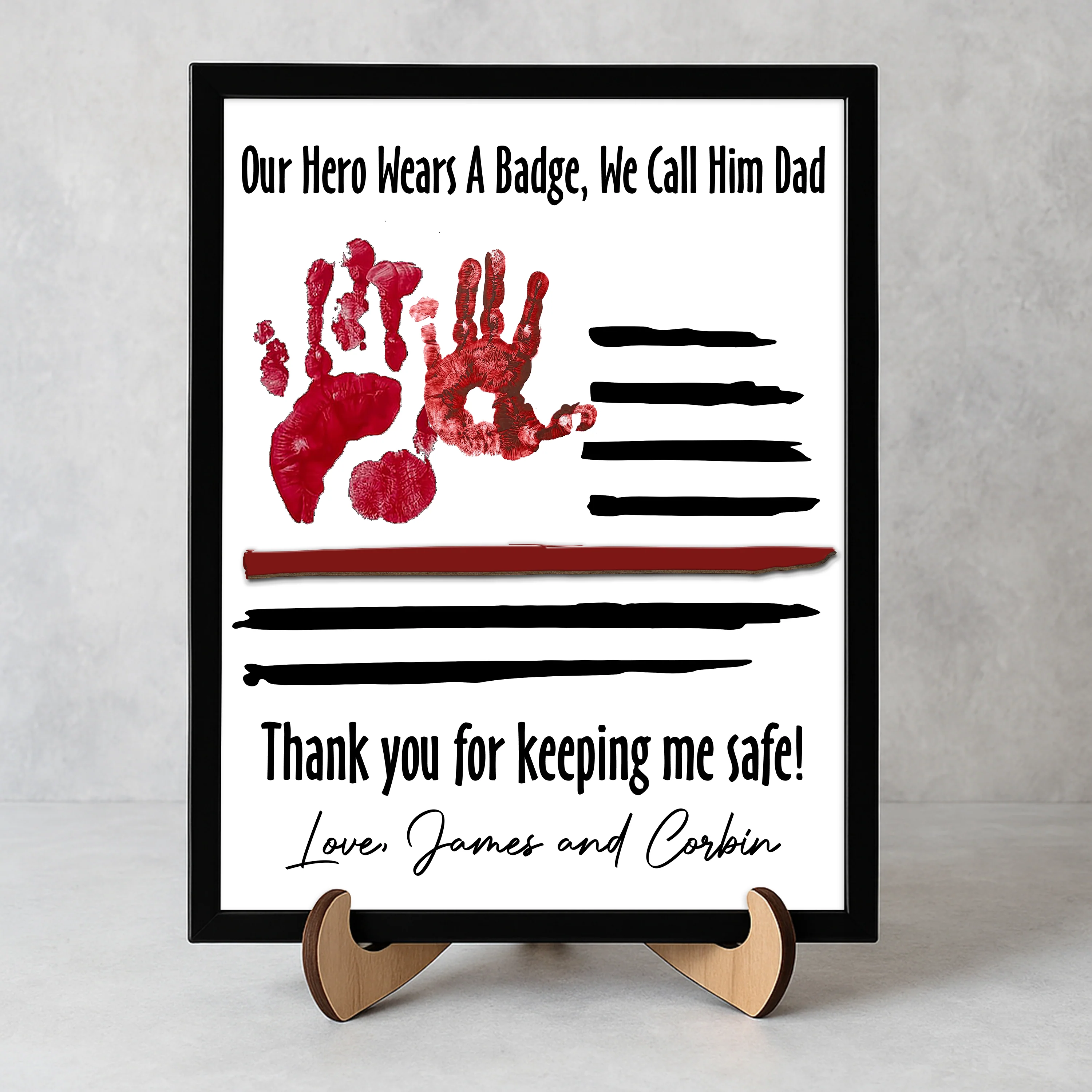 Custom Kid Hand Down Thank To Dad 2-Layered Wooden Plaque With Stand LM32 893555 - Image 6
