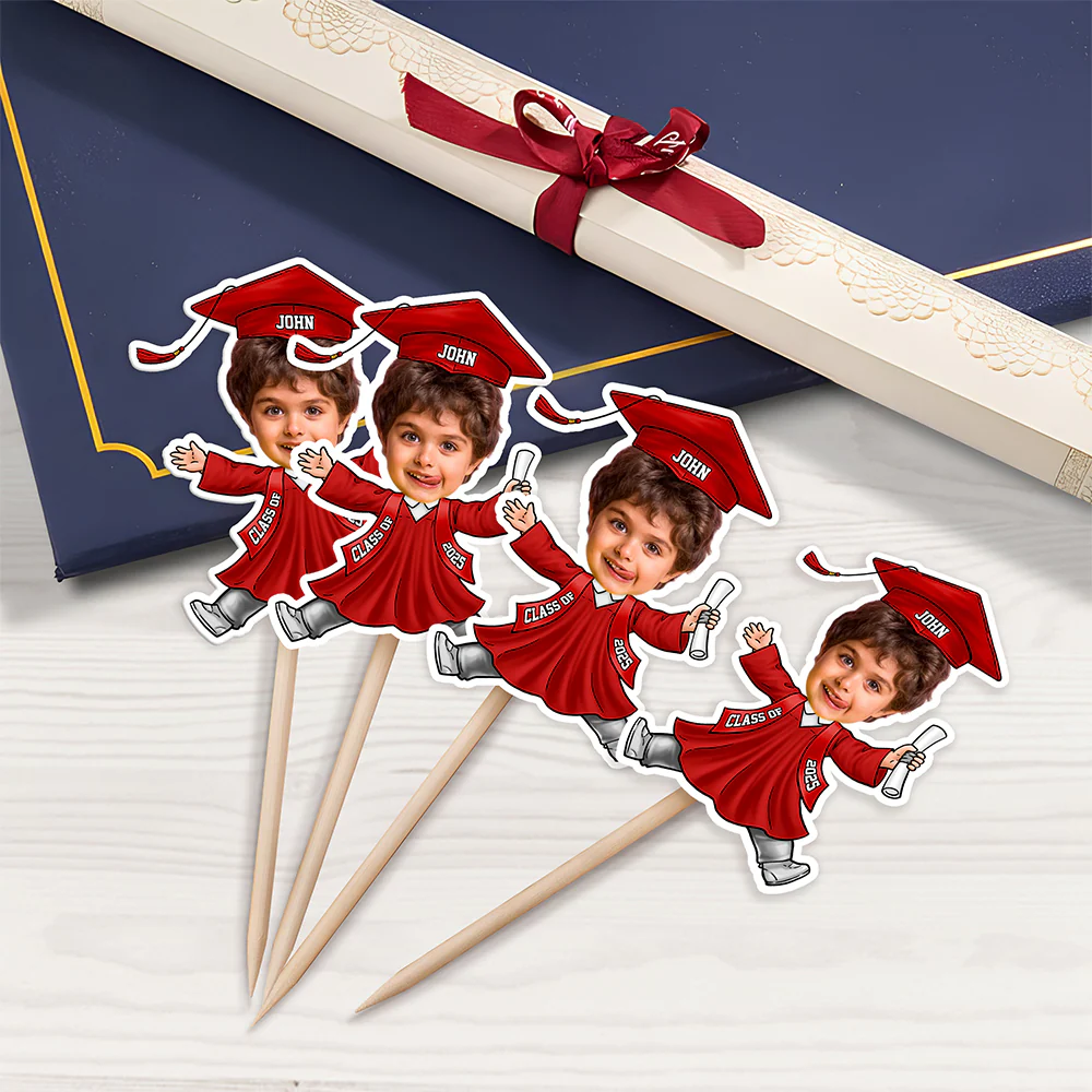 Custom Kids Face Class of 2026 Graduation Decoration Funny Cupcake Toppers LM32 893289 - Image 2