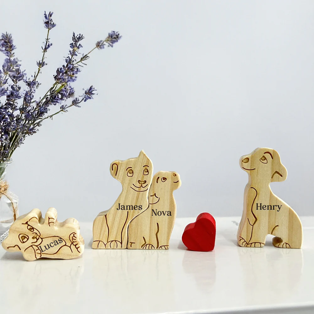 Custom Lion Family Shaped Wooden Puzzle Father's Day Gift LM32 893505 - Image 3
