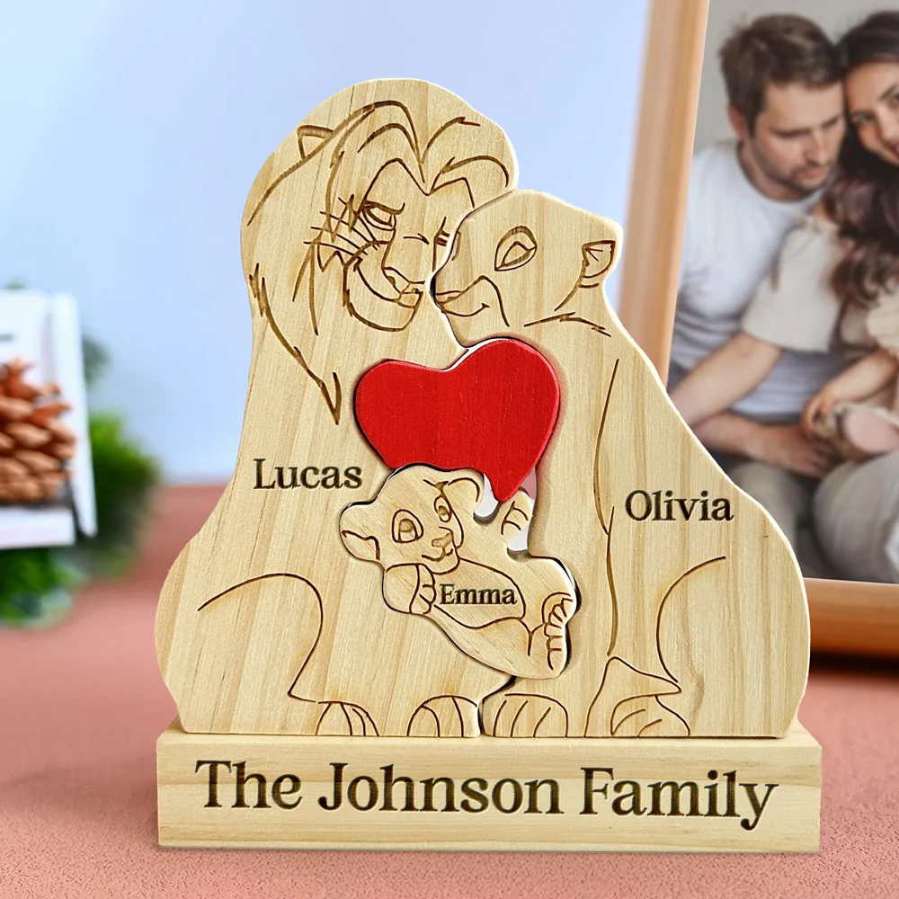 Custom Lion Family Shaped Wooden Puzzle Father's Day Gift LM32 893505 - Image 4
