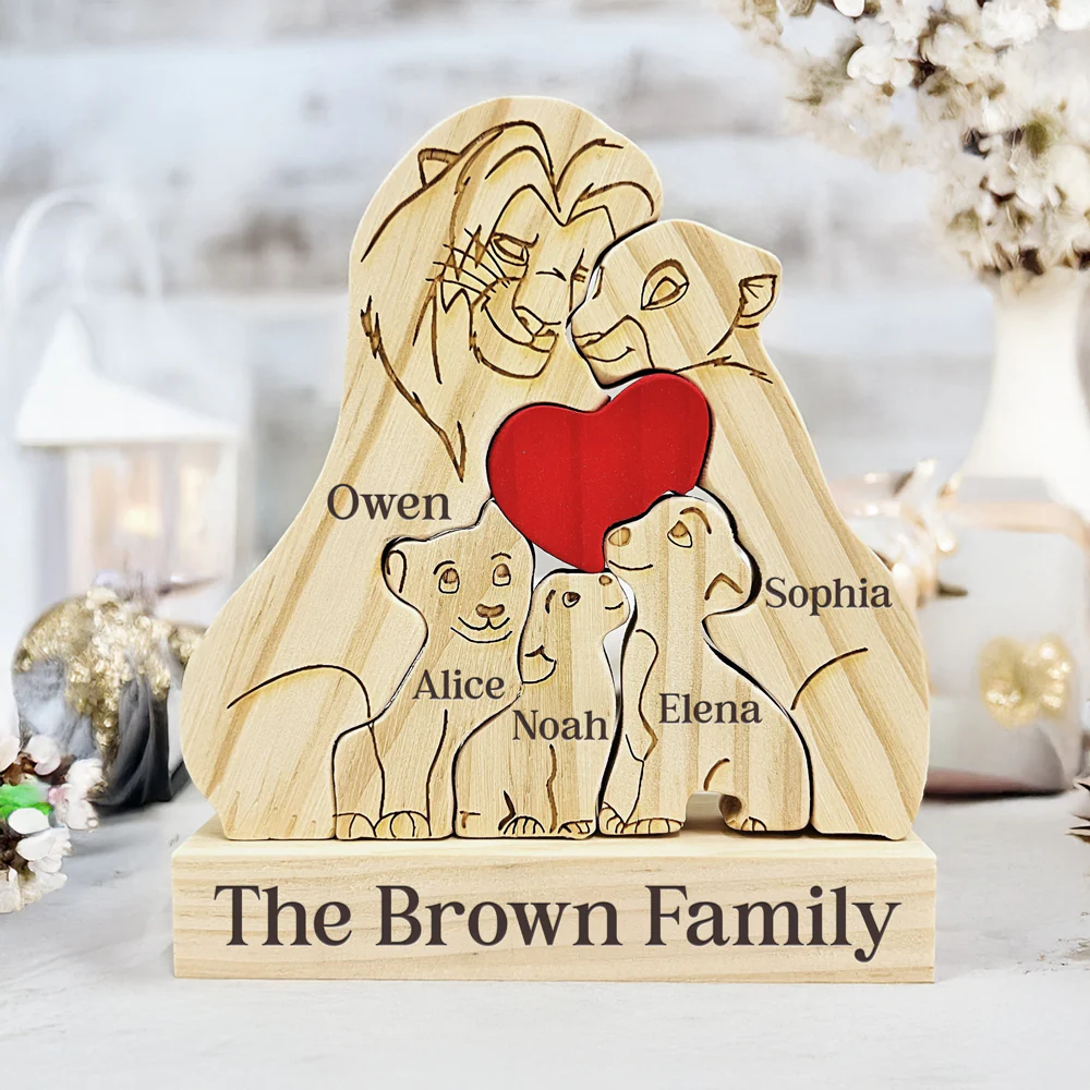 Custom Lion Family Shaped Wooden Puzzle Father's Day Gift LM32 893505 - Image 5