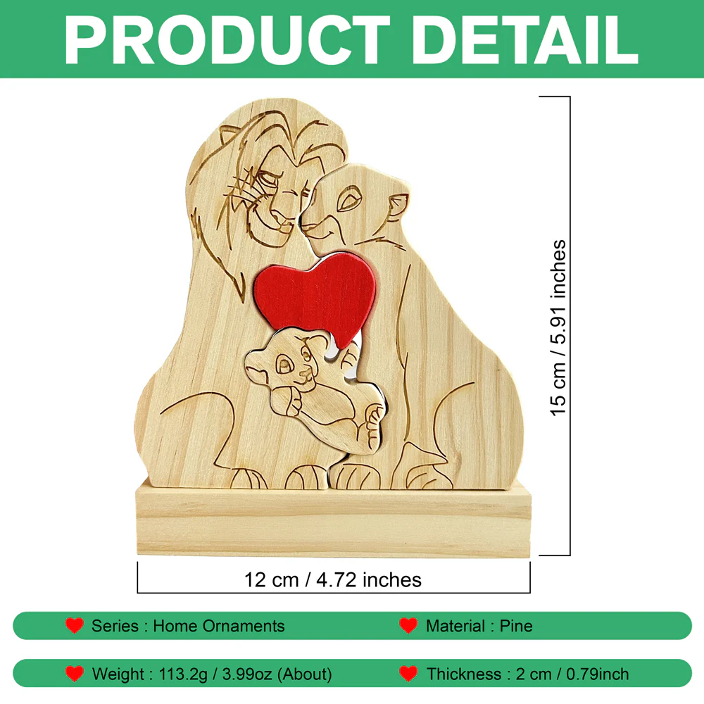 Custom Lion Family Shaped Wooden Puzzle Father's Day Gift LM32 893505 - Image 7