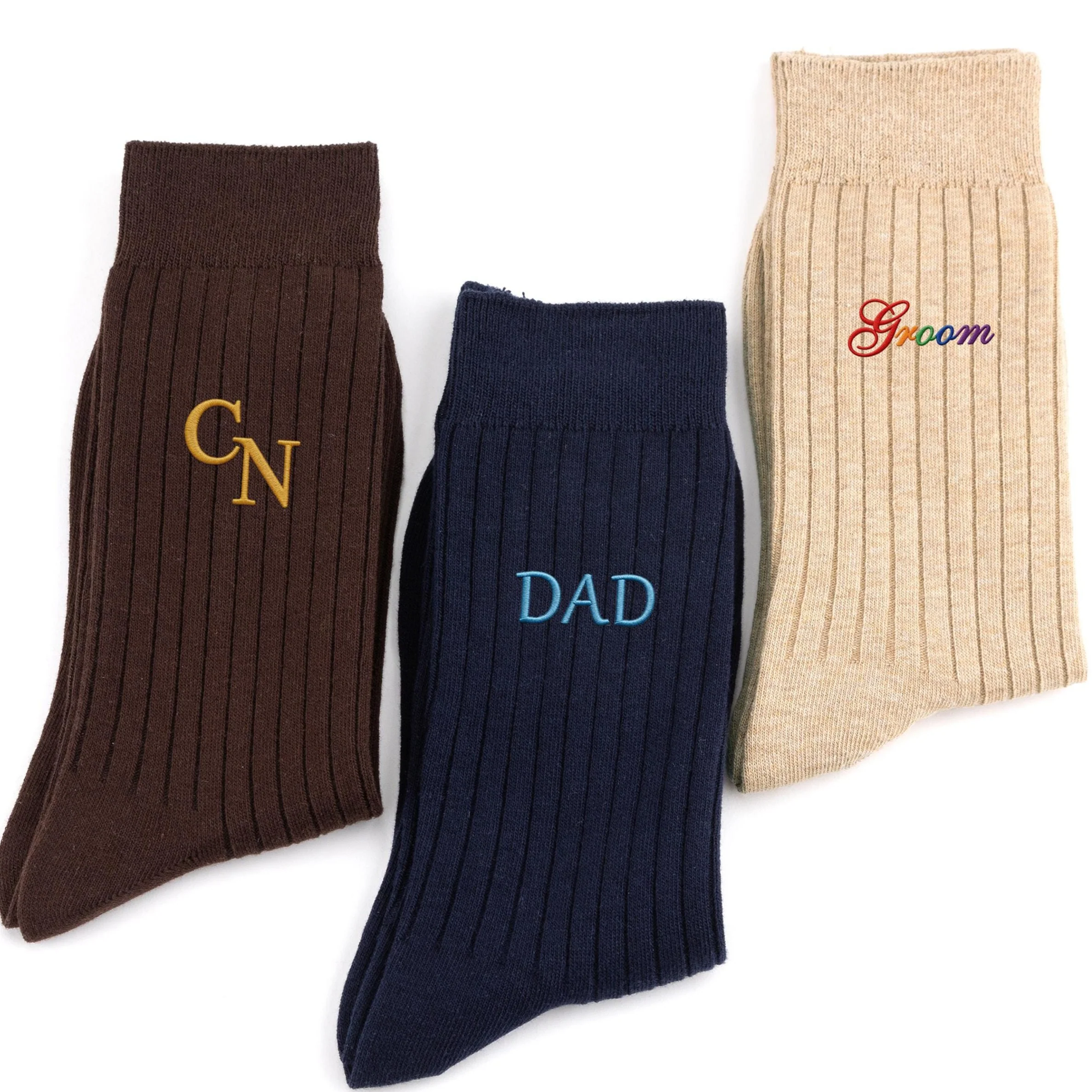 Custom Monogrammed Initial Men's Embroidered Socks, Groomsman, Dress Socks LM32 669535 - Image 5