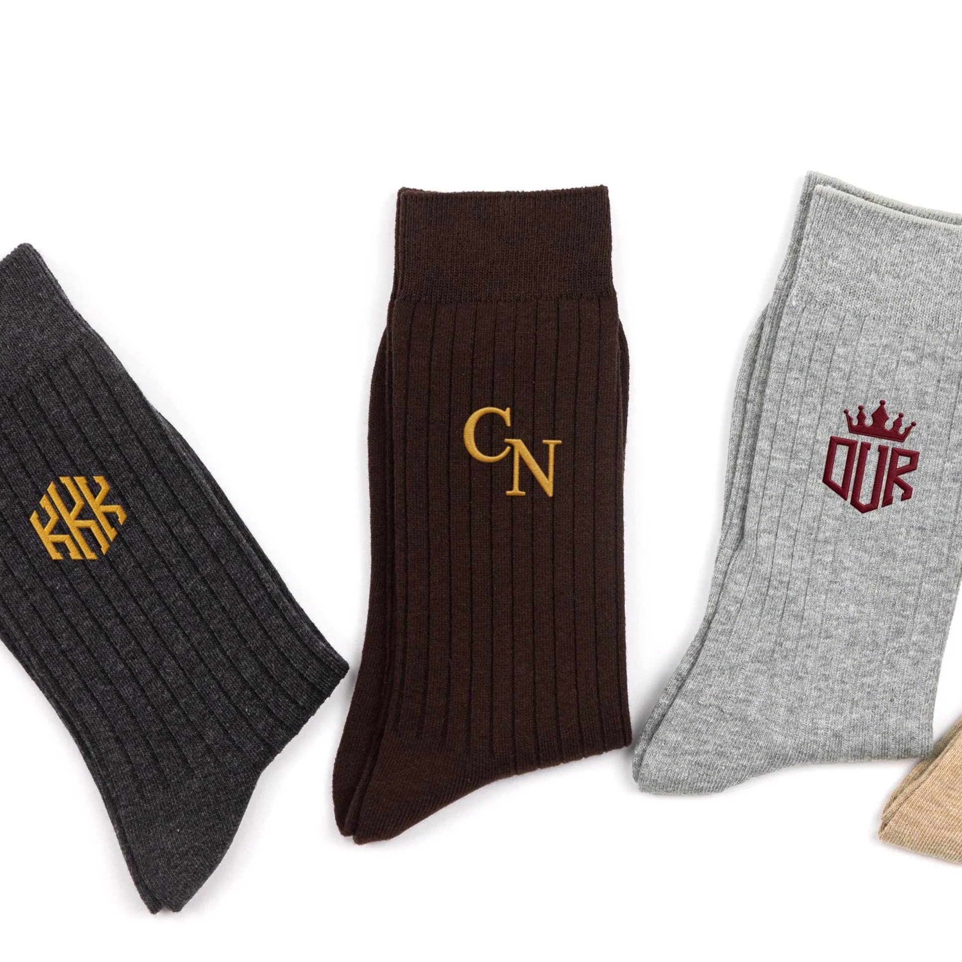Custom Monogrammed Initial Men's Embroidered Socks, Groomsman, Dress Socks LM32 669535 - Image 6