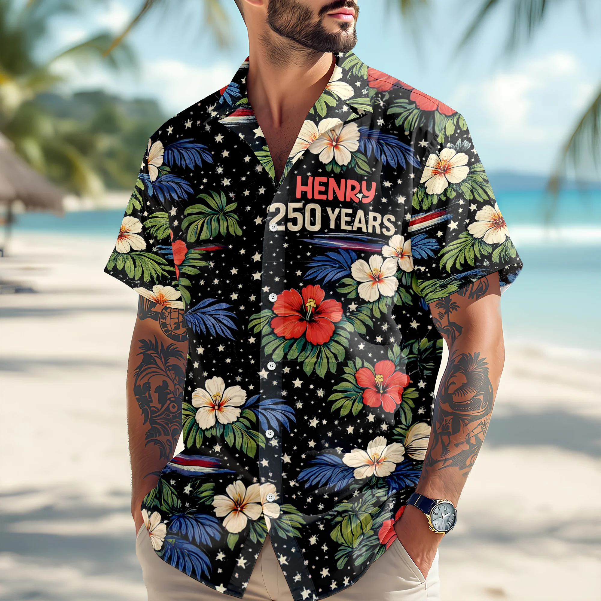 Custom Name 250 Years Semiquincentennial Eagles Tropical Hawaii Shirt LM32 899109 - Image 5
