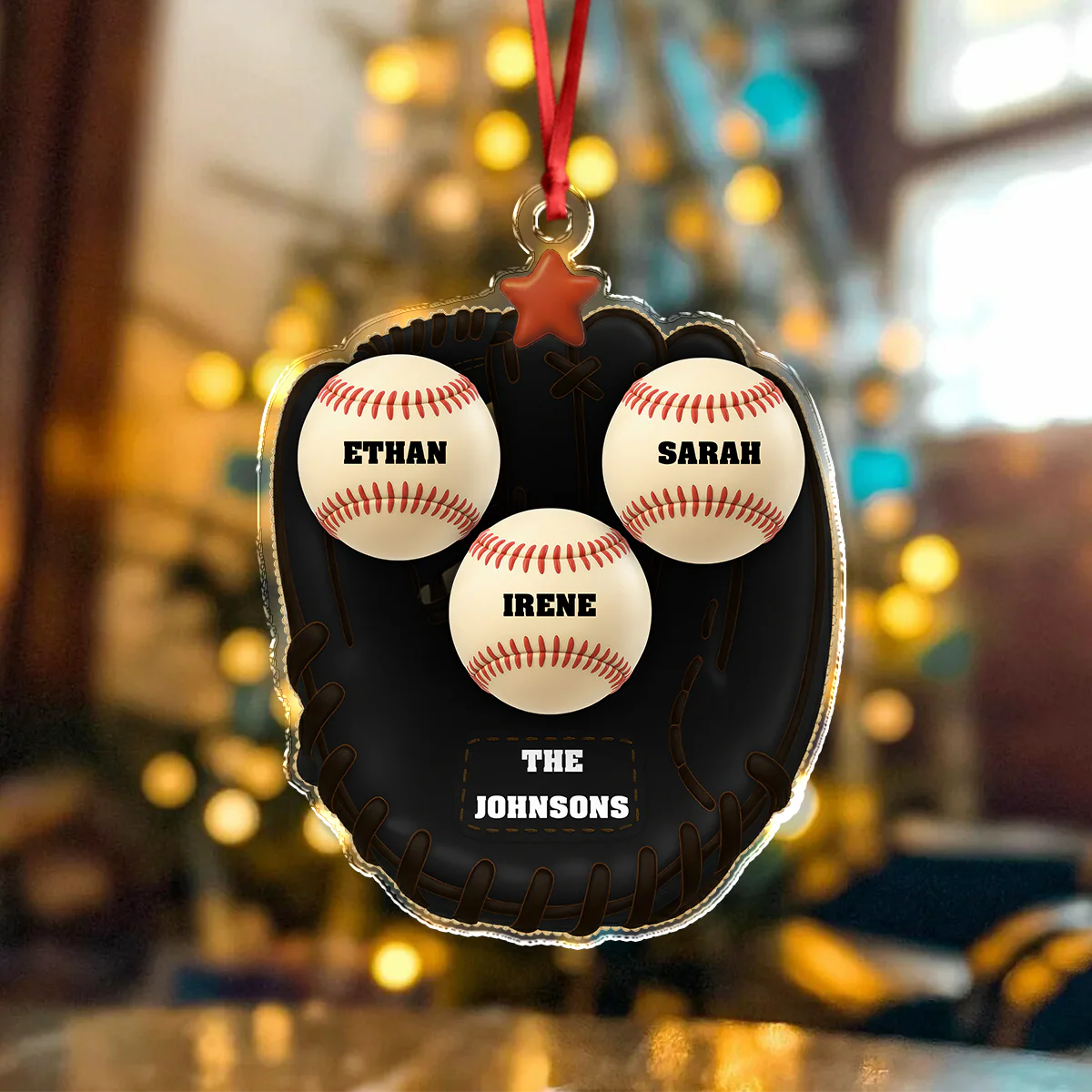 Custom Name Baseball Family Gloves Acrylic Ornament For Sport Lovers LM32 895587 - Image 3