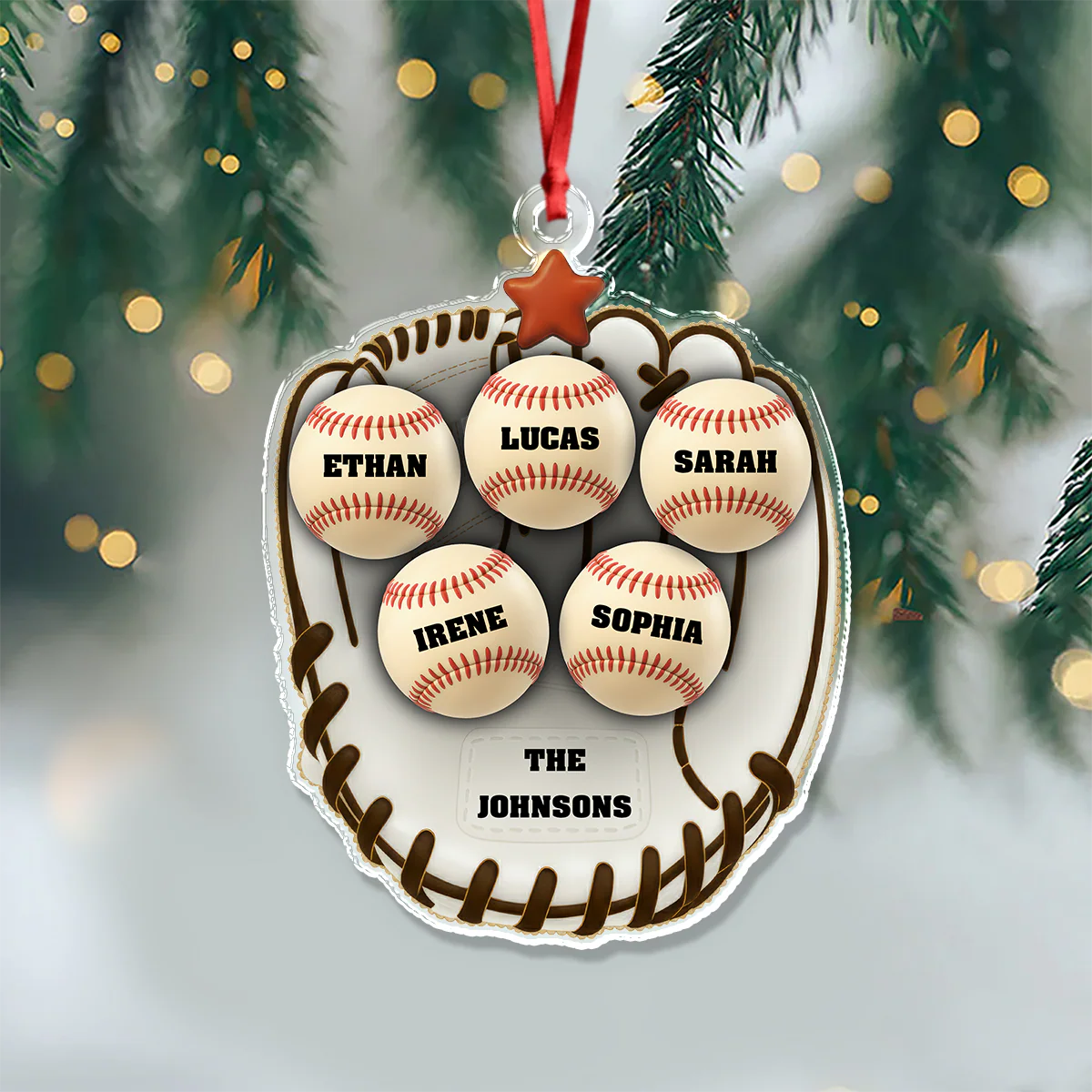Custom Name Baseball Family Gloves Acrylic Ornament For Sport Lovers LM32 895587 - Image 4