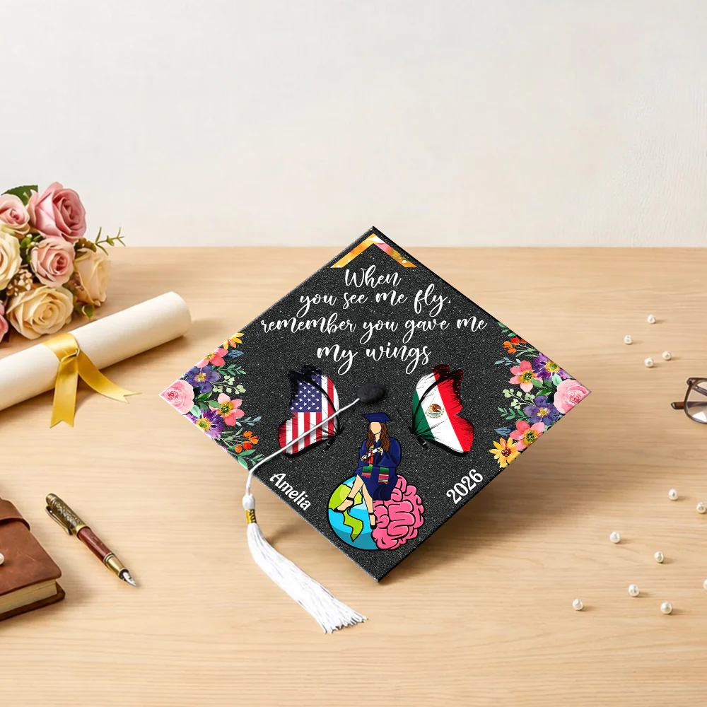 Custom Name Butterfly You Gave Me My Wings National Graduation Cap Topper LM32 899271 - Image 4