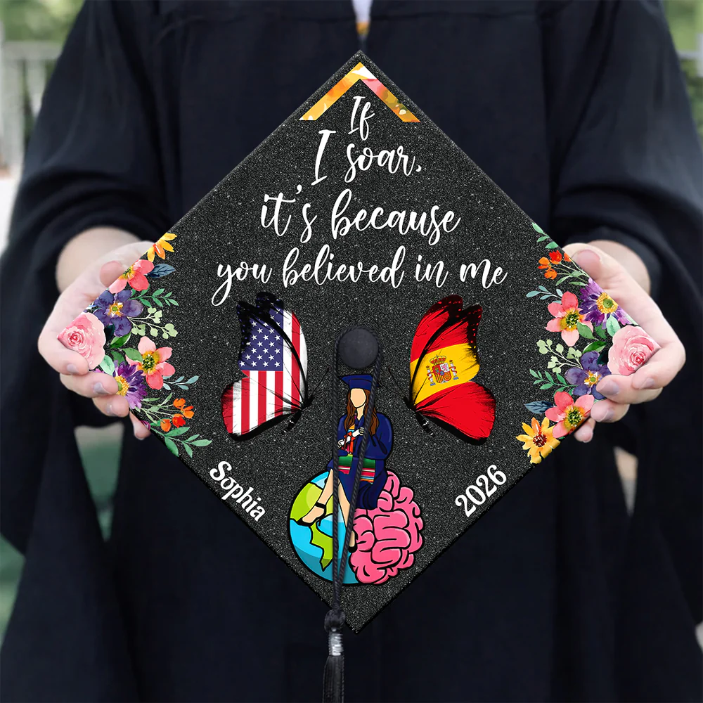 Custom Name Butterfly You Gave Me My Wings National Graduation Cap Topper LM32 899271 - Image 5