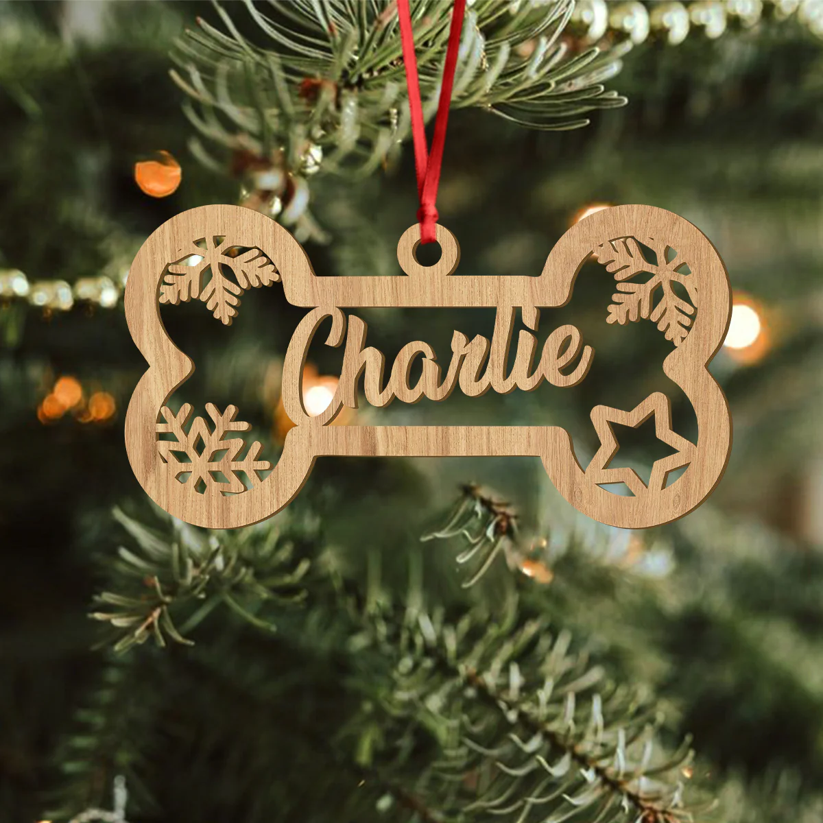 Custom Name Cute Pet With Paw Christmas Gift Wooden Ornament LM32 897339 - Image 2