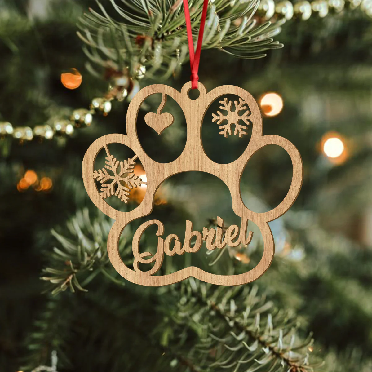 Custom Name Cute Pet With Paw Christmas Gift Wooden Ornament LM32 897339 - Image 3