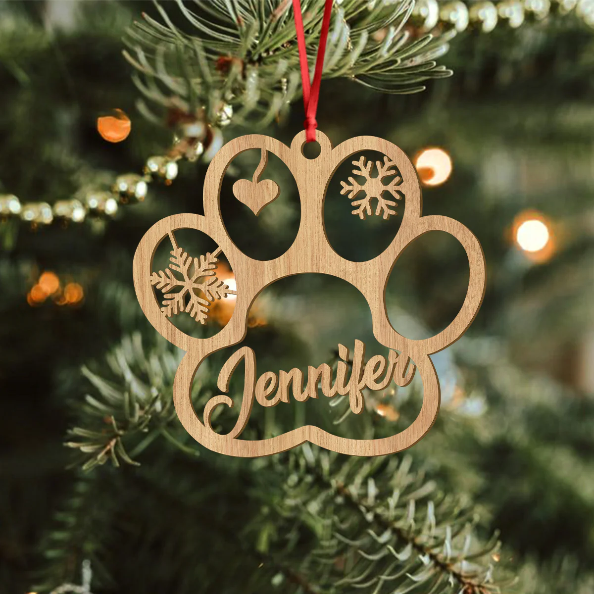 Custom Name Cute Pet With Paw Christmas Gift Wooden Ornament LM32 897339 - Image 4