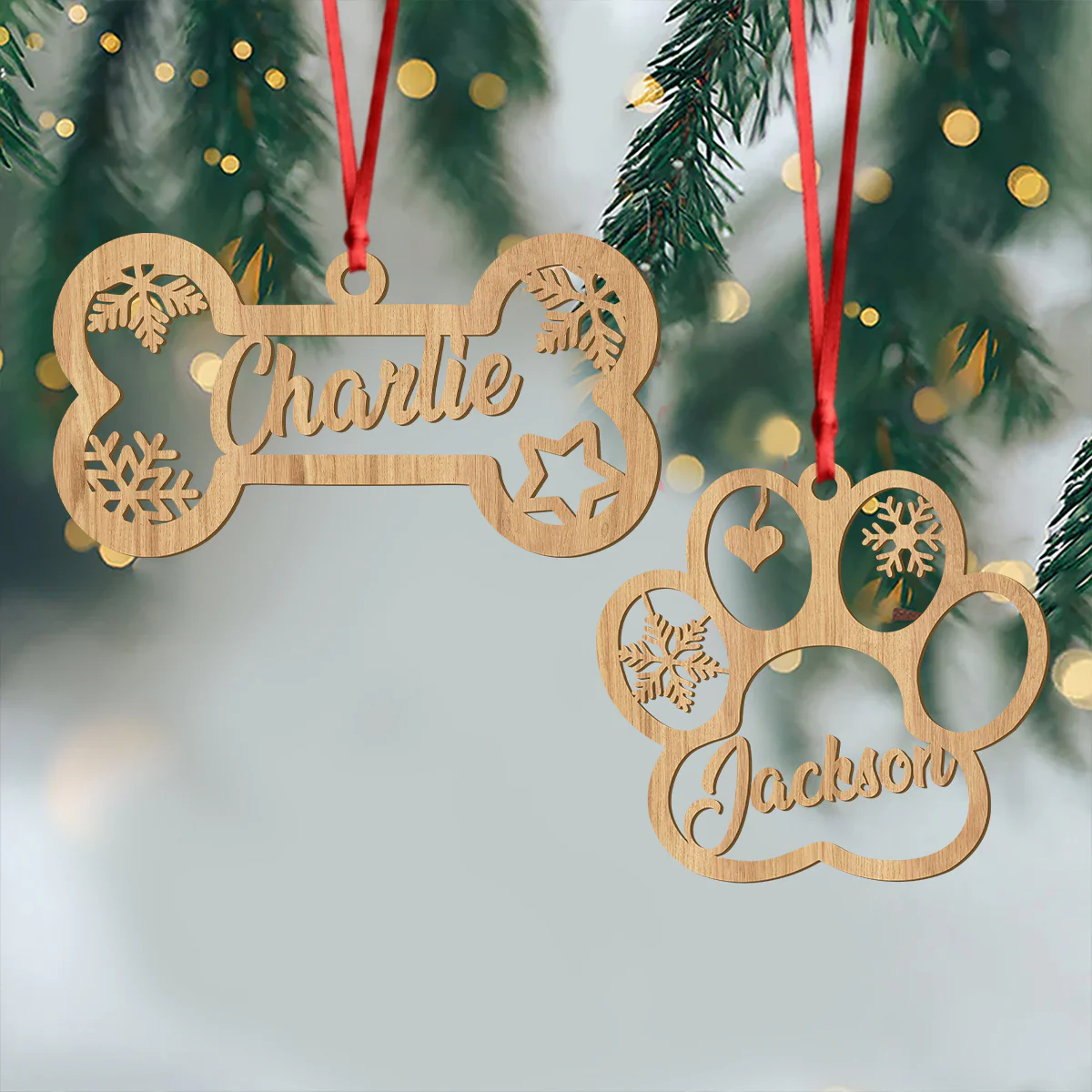 Custom Name Cute Pet With Paw Christmas Gift Wooden Ornament LM32 897339 - Image 7
