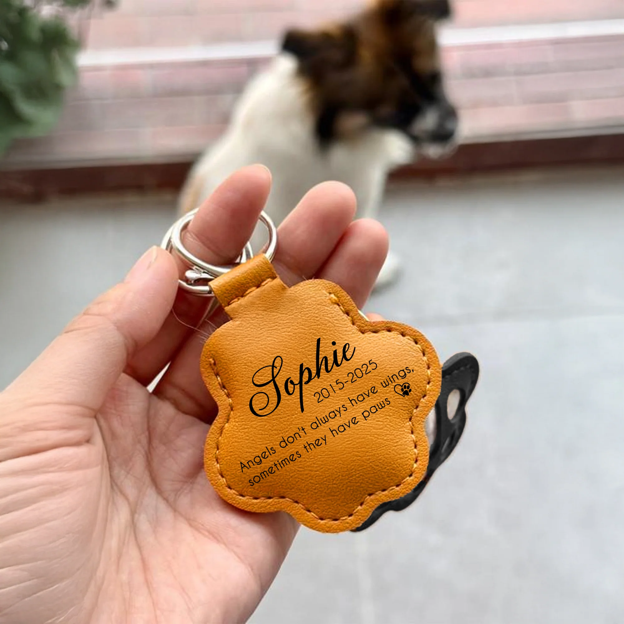 Custom Name Forever In My Heart Memorial Leather Paw Keychain LM32 895731 - Image 4