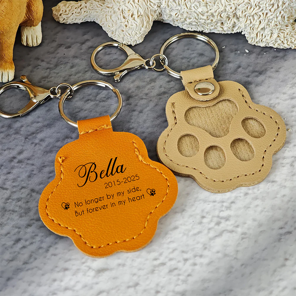 Custom Name Forever In My Heart Memorial Leather Paw Keychain LM32 895731 - Image 6
