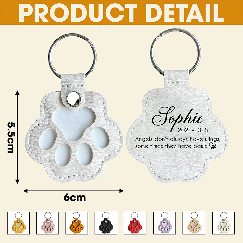 Custom Name Forever In My Heart Memorial Leather Paw Keychain LM32 895731 - Image 7