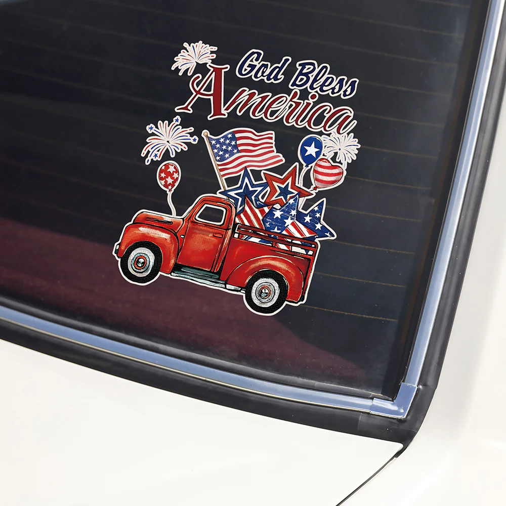 Custom Name God Bless America Patriotic Red Truck Car Window Decal Sticker LM32 897197 - Image 3