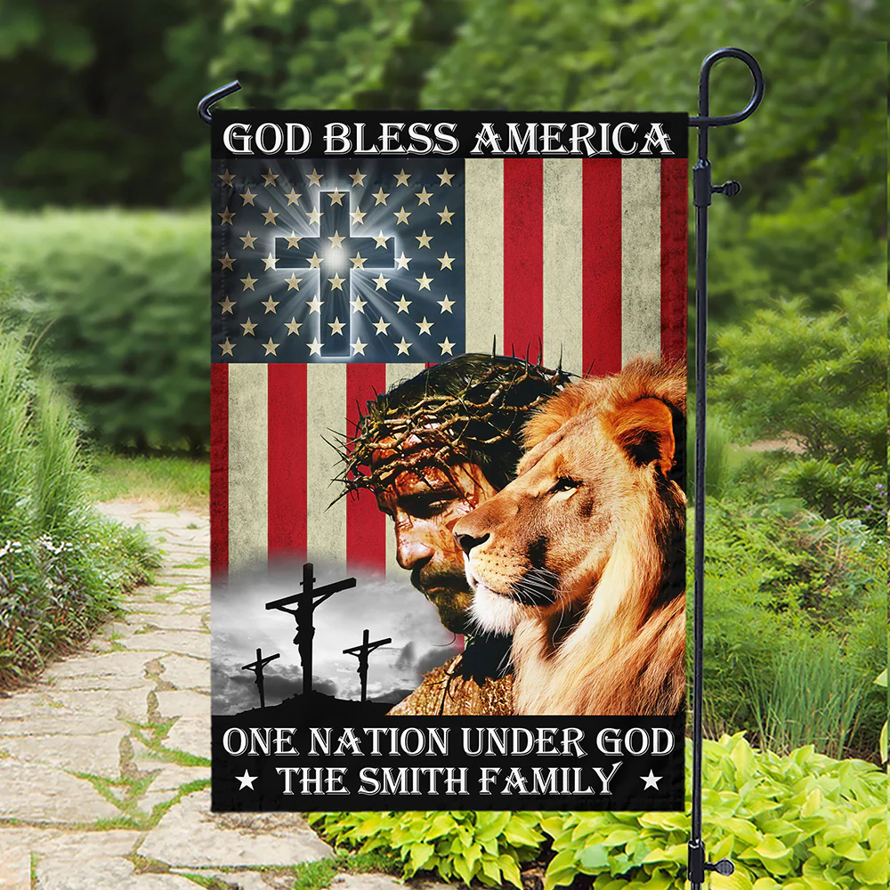 Custom Name God Bless American - One Nation Under God Garden Flag LM32 897223 - Image 4