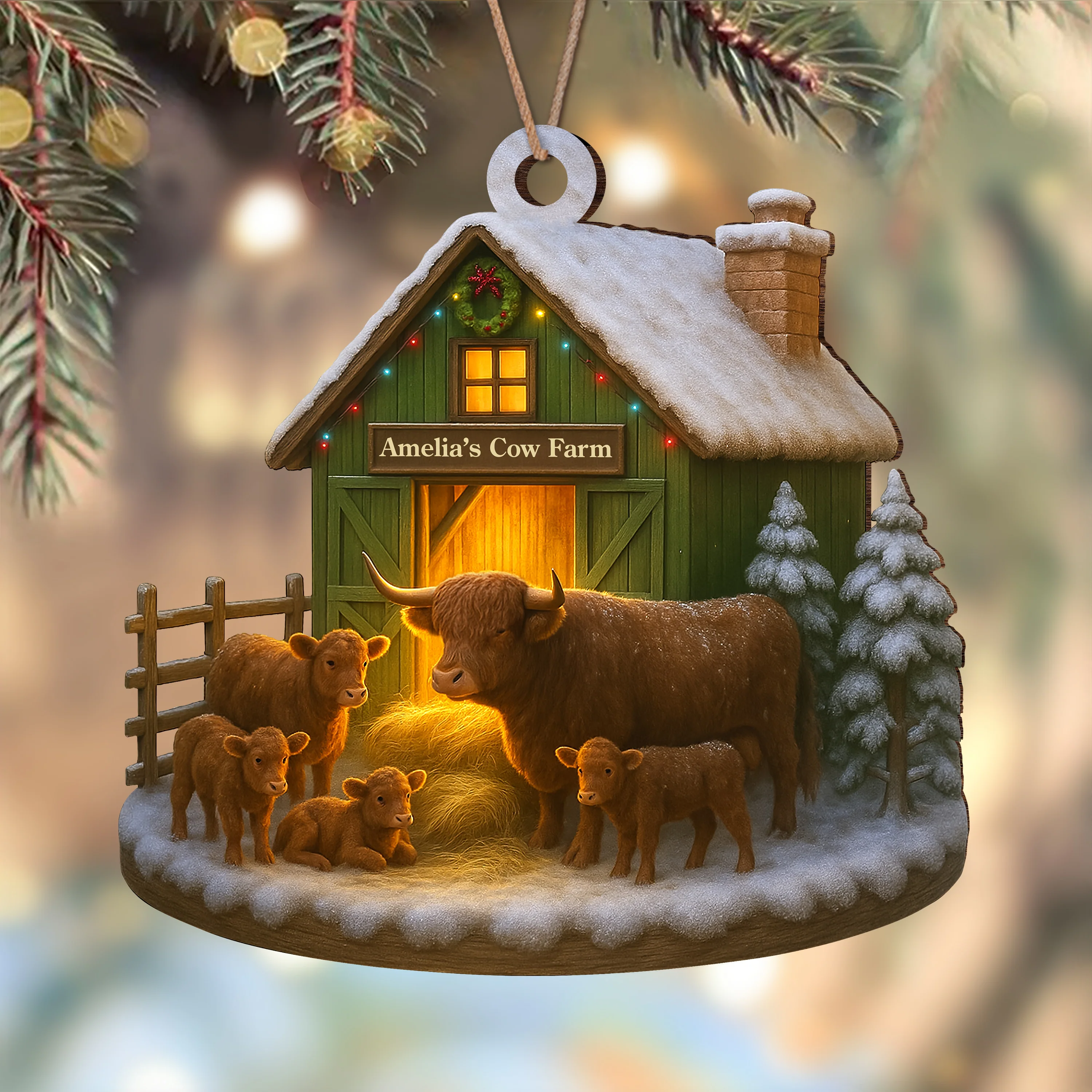 Custom Name Highland Cow Farm Wood Ornament – Christmas Gifts LM32 895619 - Image 5