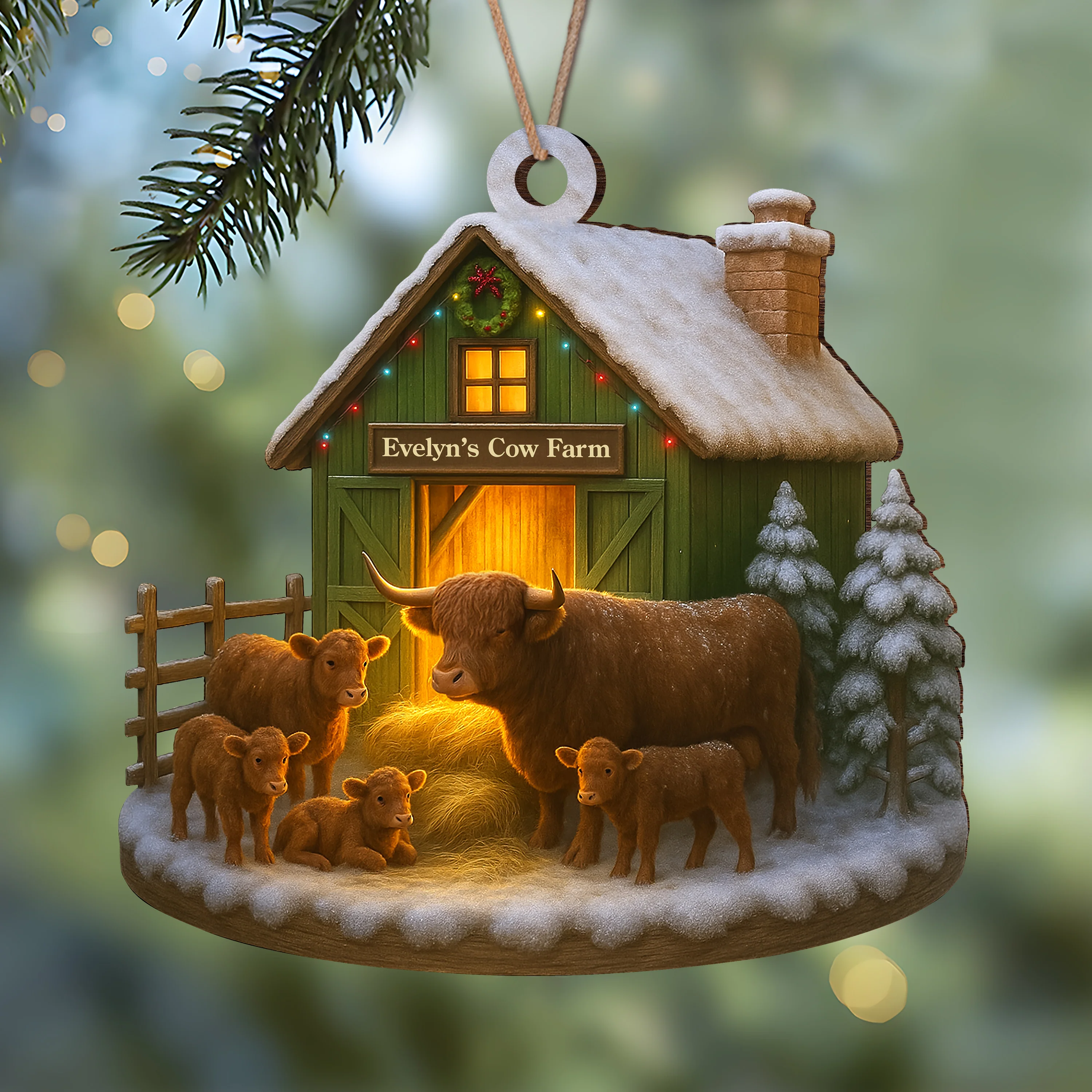 Custom Name Highland Cow Farm Wood Ornament – Christmas Gifts LM32 895619 - Image 6