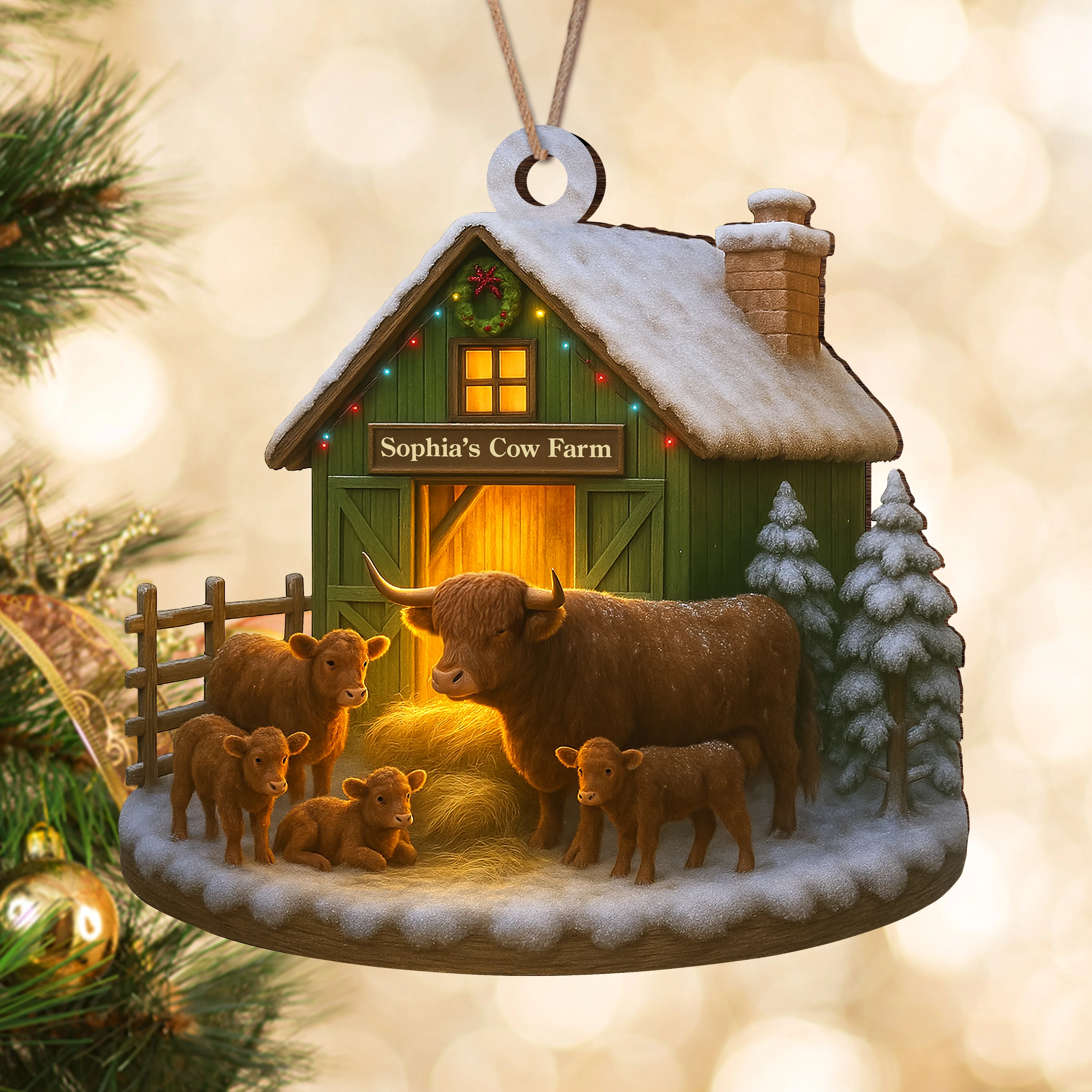 Custom Name Highland Cow Farm Wood Ornament – Christmas Gifts LM32 895619 - Image 7