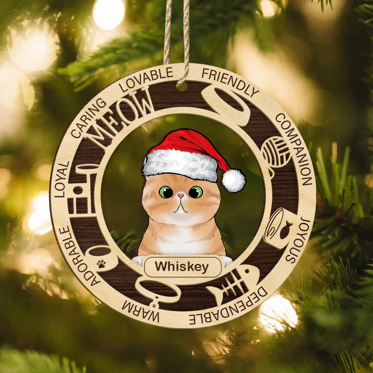 Personalized Gift Lovable Friendly Funny Cat, Wooden Ornament For Cat Lover, Cat Mom and Cat Dad - Best Christmas Gift Idea HO82 891727 - Image 2