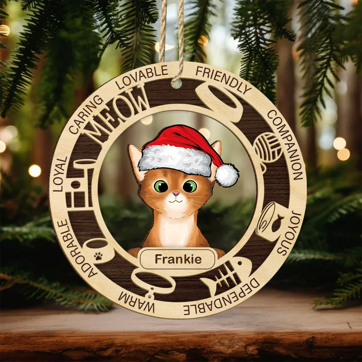 Personalized Gift Lovable Friendly Funny Cat, Wooden Ornament For Cat Lover, Cat Mom and Cat Dad - Best Christmas Gift Idea HO82 891727 - Image 3
