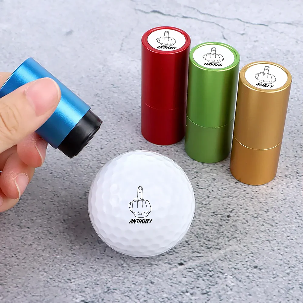 Custom Name Middle Finger Golf Ball Stamp Box, Meme Fun Gift LM32 897545 - Image 3